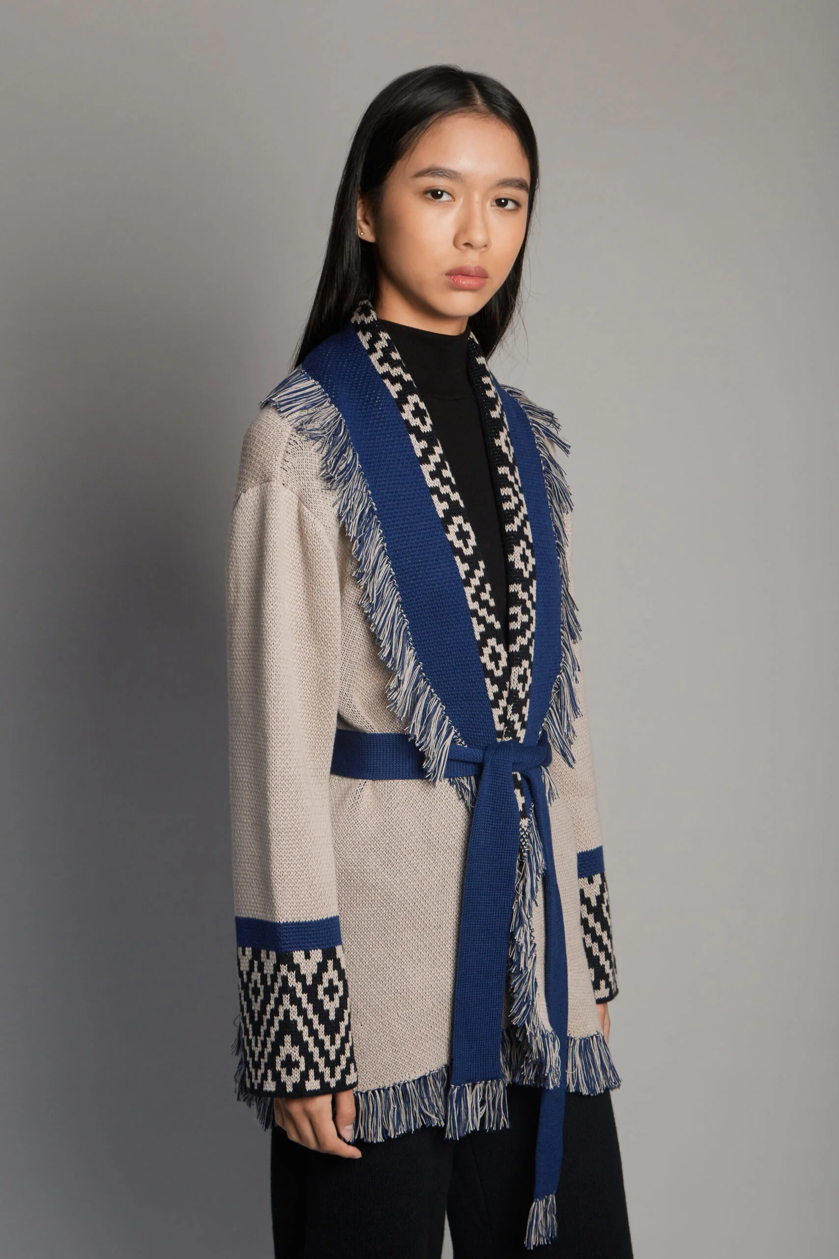 Andén Taupe Belt Cardigan - Image 3