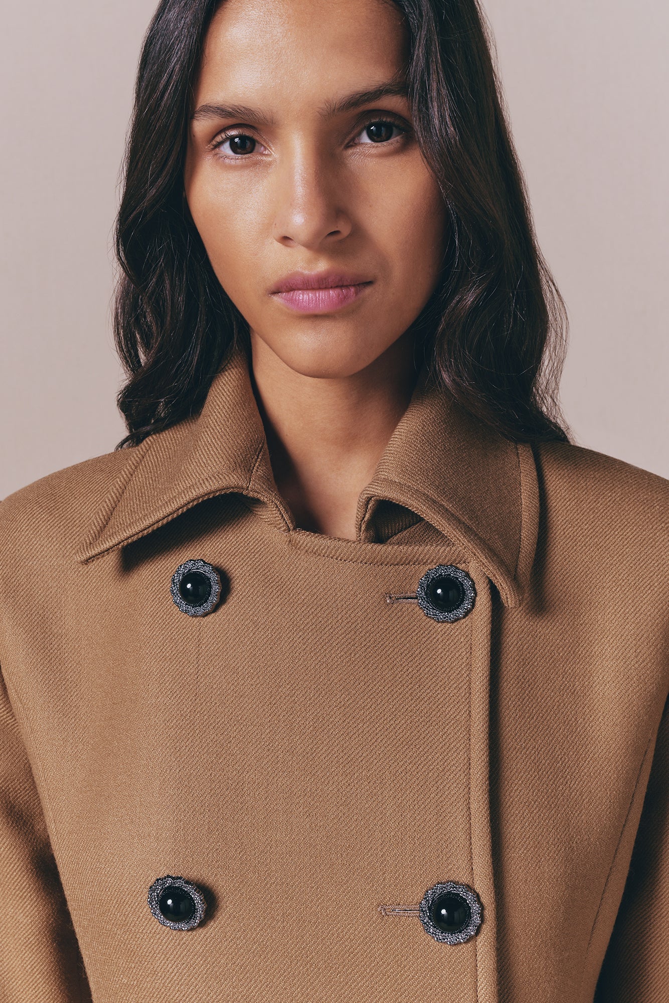 Camel Double-Breasted Twill Coat - Image 4