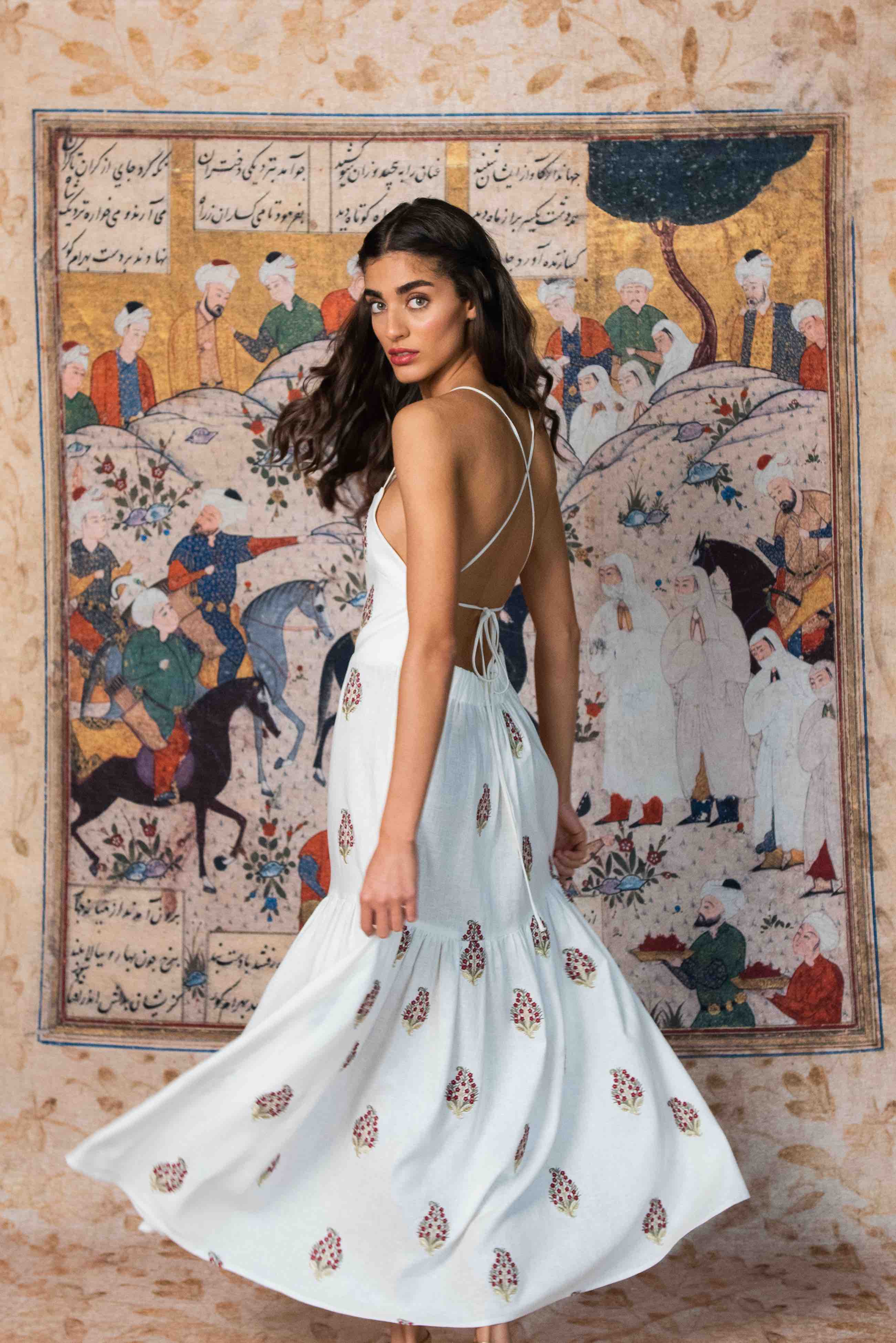 Sarv Maxi Dress - Off White & Red - Image 12