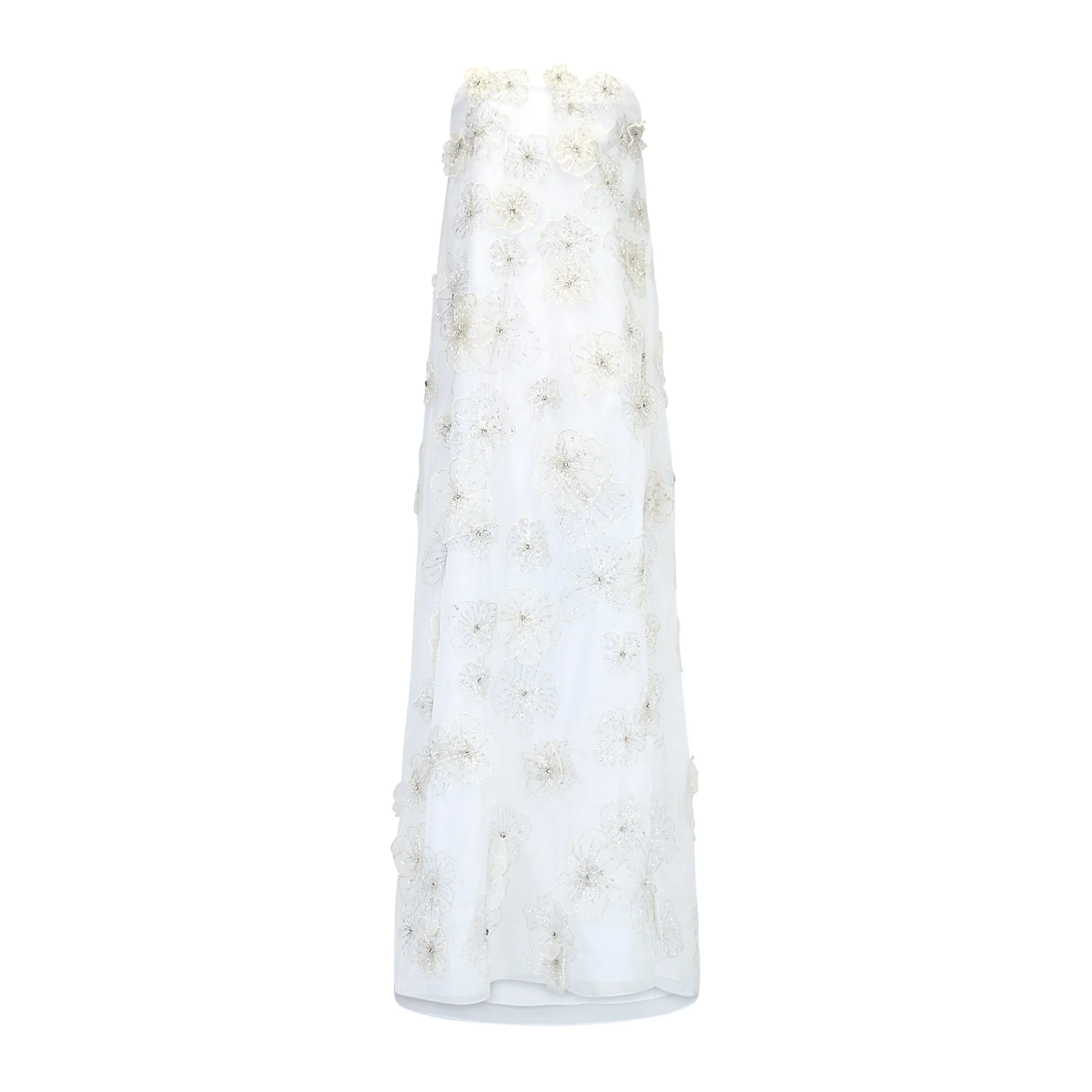 Skye Gown in White Organza With 3D Appliqué - Image 10