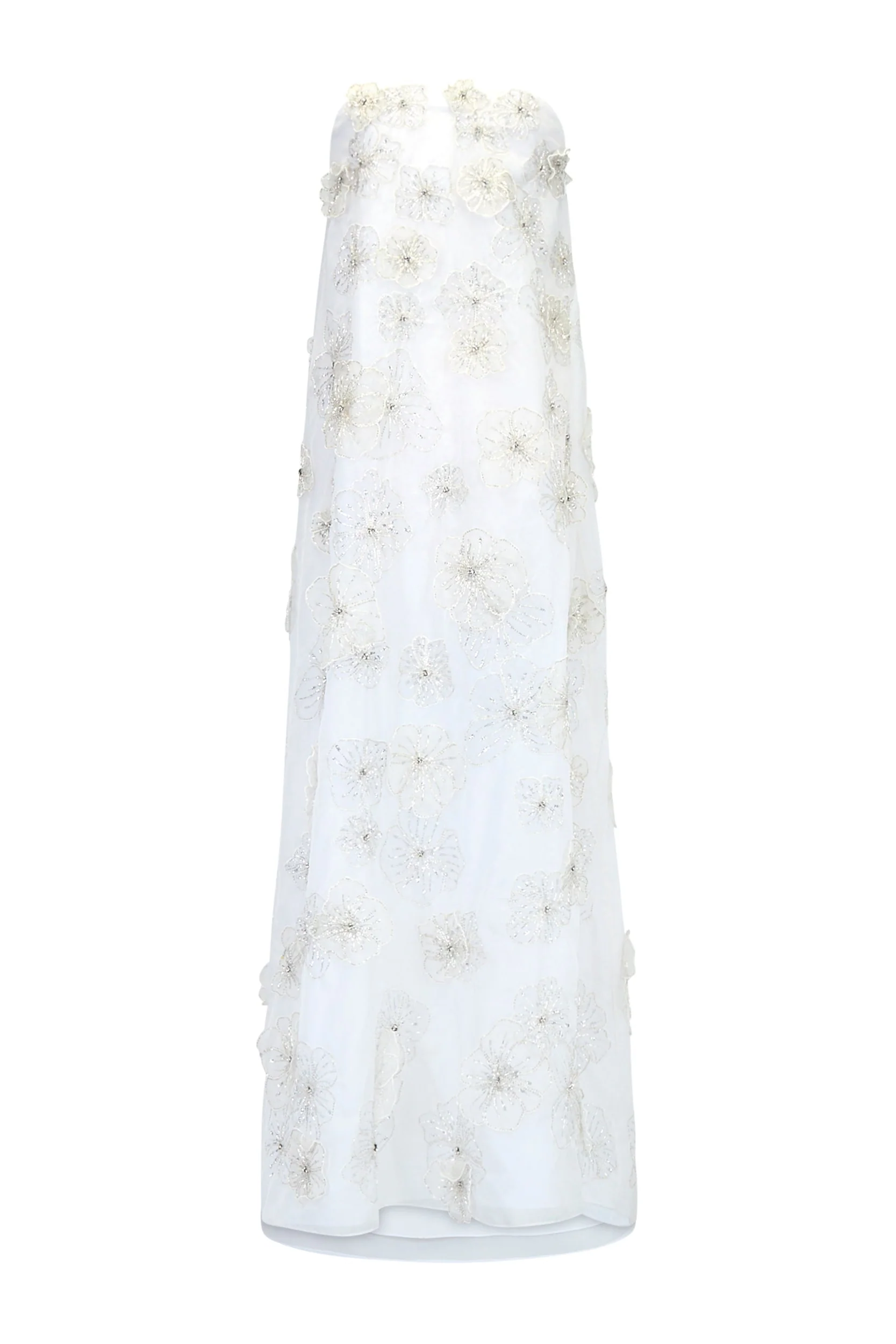 Skye Gown in White Organza With 3D Appliqué - Image 5