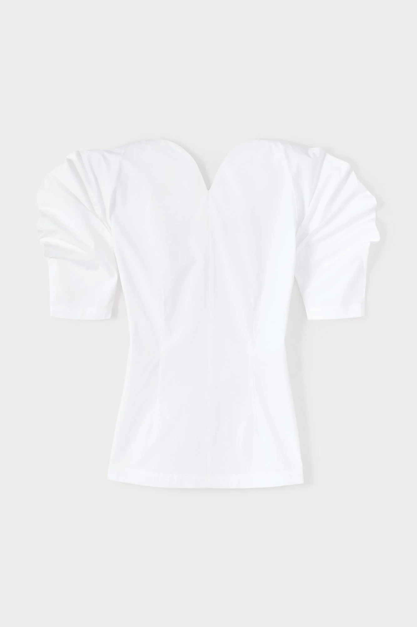 White Popelin Top With Puff Sleeves - Image 5